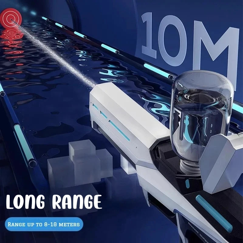 Pistola de Agua Eléctrica para Niños y Adultos – Lanza de Agua Automática de Alta Presión para la Playa, Piscina y Diversión de Verano