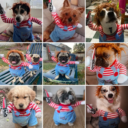 Funny Halloween Dog & Cat Costume – Cozy Puppy Pullover Outfit for Small, Medium & Large Dogs, Chihuahua Pet Cosplay Dress-Up Clothes