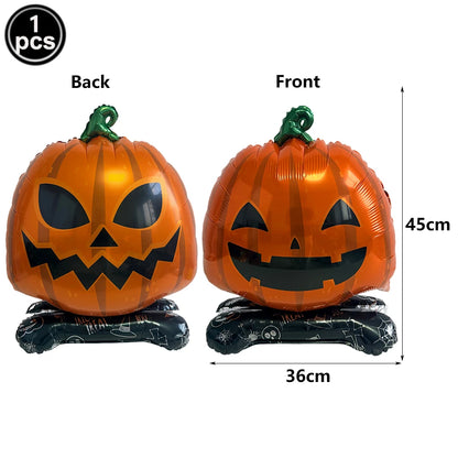 Large Halloween Standing Foil Balloons – Haunted House, Castle, Skull, Coffin & Witch Mylar Balloons for Halloween Party Decorations