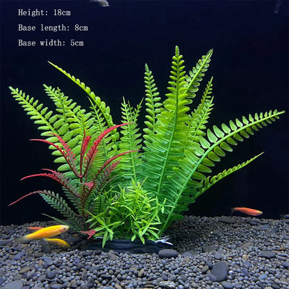 Artificial Underwater Aquarium Plants – Plastic Aquatic Fake Shrubs & Green Water Grass for Fish Tank Landscaping, Realistic Simulated Decor