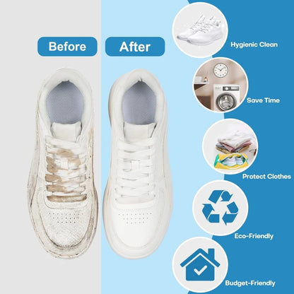 Shoe Washing Machine Bag with Cleaning Brush Set - Durable Reusable Laundry Bag for Sneakers, Running Shoes & Delicates (1, 2 or 4 Pack)
