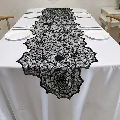 Halloween Tablecloth, Haunted House Pumpkin and Spider Web Table Cover, Spooky Dining Table Decor, Halloween Party Supplies, Indoor Home Kitchen Decoration
