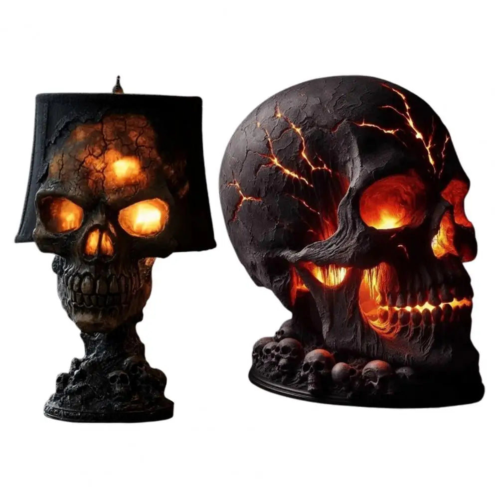 Halloween Lava Stone Skull Lamp – Spooky LED Desk Light for Mantel, Room & Halloween Party Decor, Unique Gothic Home Accent