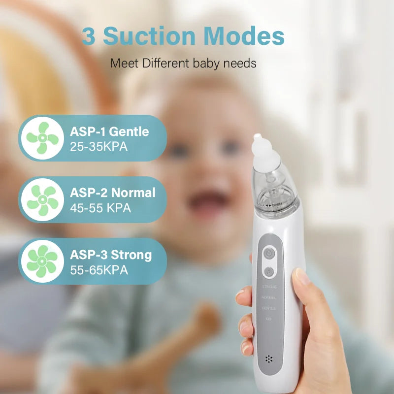 Aspirador nasal eléctrico recargable para bebés – Limpiador nasal portátil para recién nacidos y bebés con succión suave