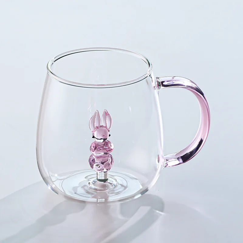 3D Animal Glass Coffee Mug – Heat-Resistant Figurine Drinking Cup with Cute Squirrel & Cactus Design, Novelty Christmas Gift for Women