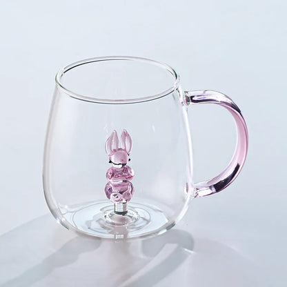 3D Animal Glass Coffee Mug – Heat-Resistant Figurine Drinking Cup with Cute Squirrel & Cactus Design, Novelty Christmas Gift for Women