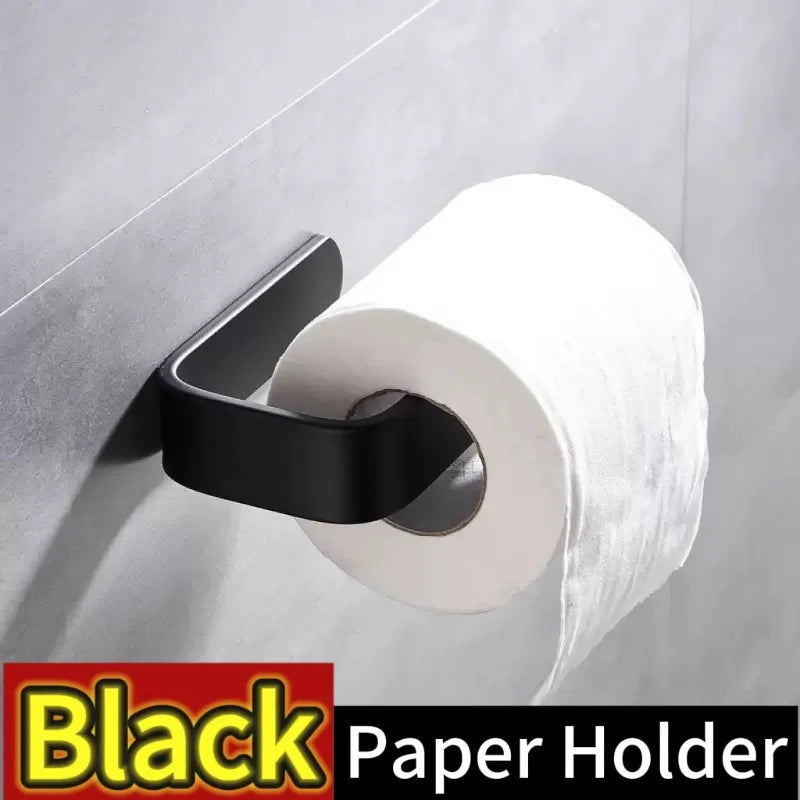 Adhesive Toilet Paper Holder Wall-Mounted Kitchen Roll & Paper Towel Rack No-Drill Tissue Holder