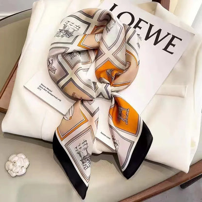 Women's Luxury Satin Silk Feel Square Scarf Printed Hair Scarf Neckerchief Bandana Hijab Wrap