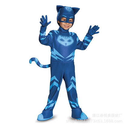 Blue PJ Masks Anime Hero Cosplay Costume with Mask – Boys & Girls Outfit for Halloween, Birthday Party & Gift Wear