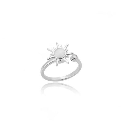 Gold Stainless Steel Lotus Flower Opal Ring – Vintage Oval Stone Statement Ring for Women | Elegant Fashion Jewelry Gift