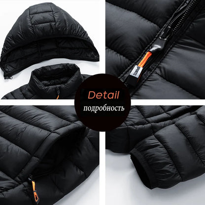 Men’s 8XL Winter Parka Jacket – Warm Waterproof Hooded Coat with Detachable Hood, Casual Autumn & Winter Outerwear