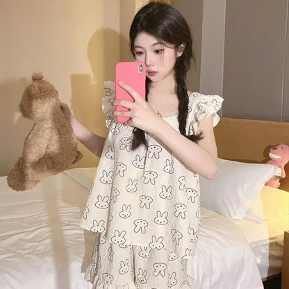Women's Summer Pajama Set – 2-Piece Short Sleeve Top & Pants, Soft Lightweight Sleepwear and Comfortable Loungewear