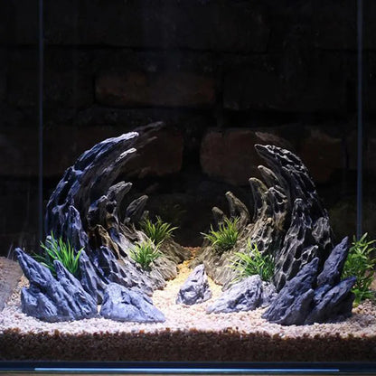 2PCS Resin Aquarium Canyon Decorations – Realistic Simulated Rock Ornaments for Fish Tanks, Underwater Aquascape & Aquarium Fish Decor