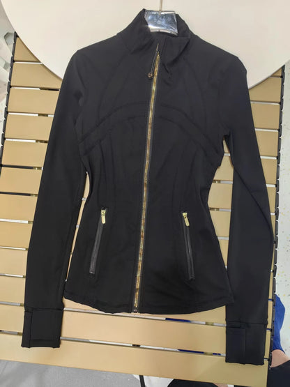 Chaqueta de yoga de mujer ajustada con cremallera – Top deportivo de cuello alto de secado rápido para gimnasio, running y fitness