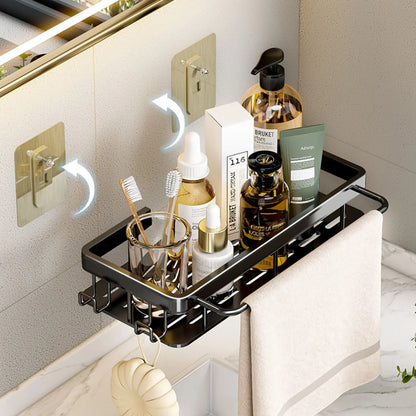 Étagère de Douche Murale sans Perçage – Support d'Angle en Aluminium pour Shampooing, Savon et Rangement de Toilette