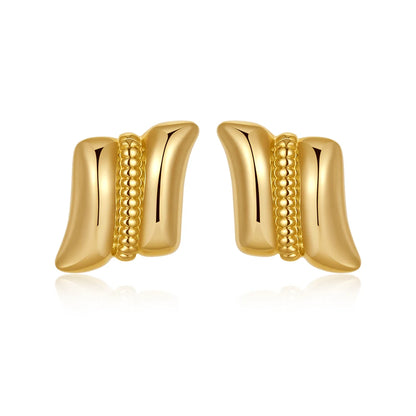 Pendientes de Moda Llamativos de Acero Inoxidable Chapado en Oro Círculo Geométrico Retorcido Vintage para Mujer