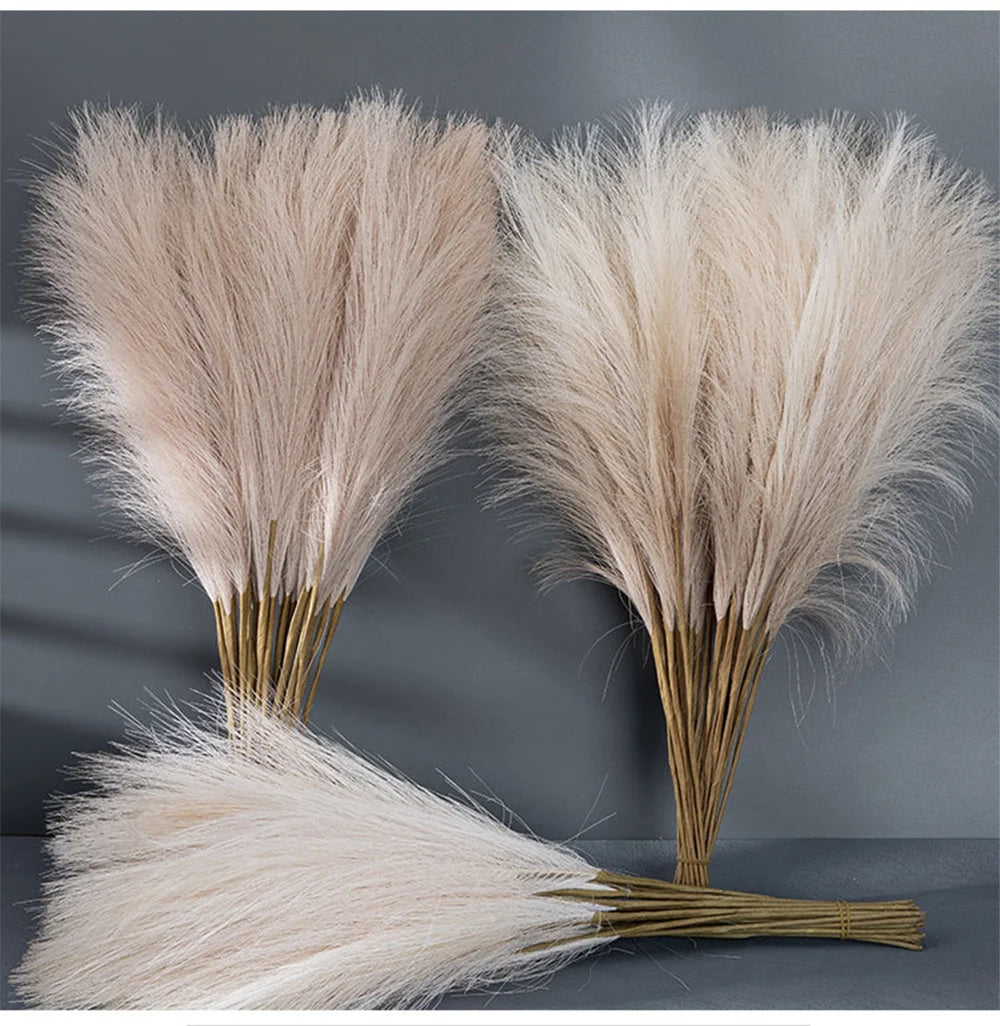 5/10/20pcs Herbe de la Pampa Artificielle – Fleurs de roseau synthétiques moelleuses style bohème pour la décoration de mariage, les arrangements de fête, la décoration intérieure et la conception florale DIY (42cm)