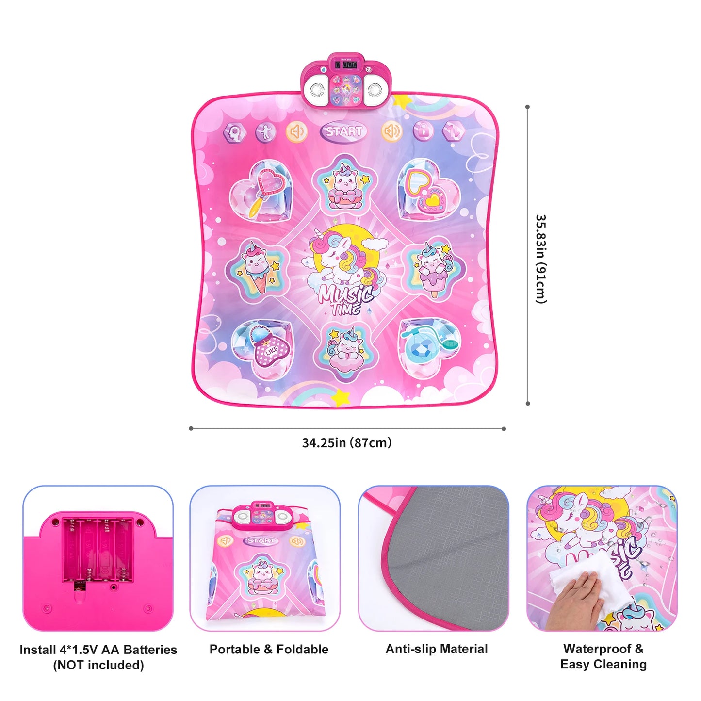 Kids Electronic Dance Mat – Double Player Music Dance Pad with 9 Levels Educational Toy