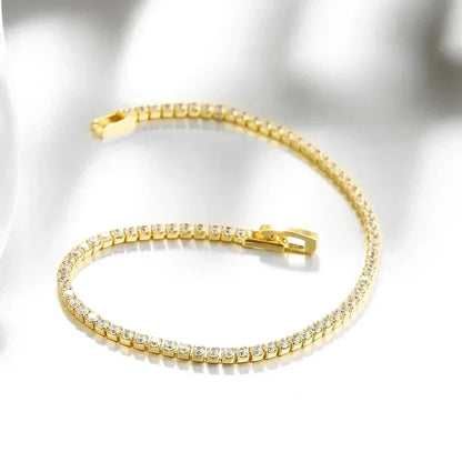 Pulsera de tenis de plata de ley 925 – Pulsera de cristal de circonita de 2,5 mm, ajustable de 16 a 19 cm, joyería para aniversario y regalo