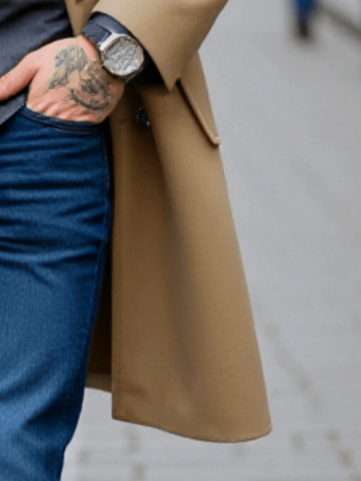 Men's Double-Breasted Wool Overcoat Thickened Winter Coat Solid Color Warm Long Jacket for Cold Weather Protection