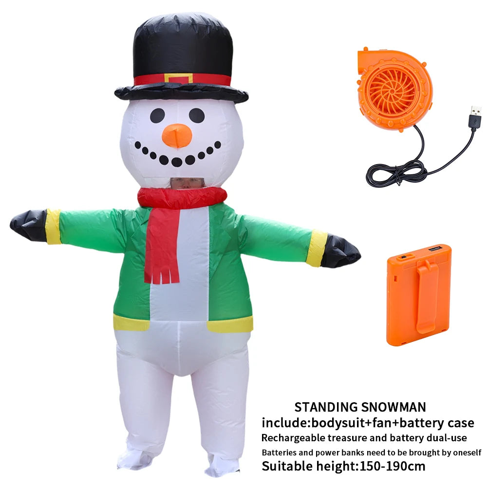 Adult Inflatable Snowman Costume Cartoon Snow Baby Cosplay Outfit for Halloween, Christmas, Holiday Dress-Up Parties and Festive Events
