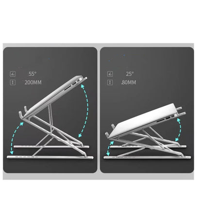 Adjustable Aluminum Laptop Stand – Foldable Notebook Holder with Heat Dissipation Design for MacBook, PC, Tablet & Desktop Computer Setup