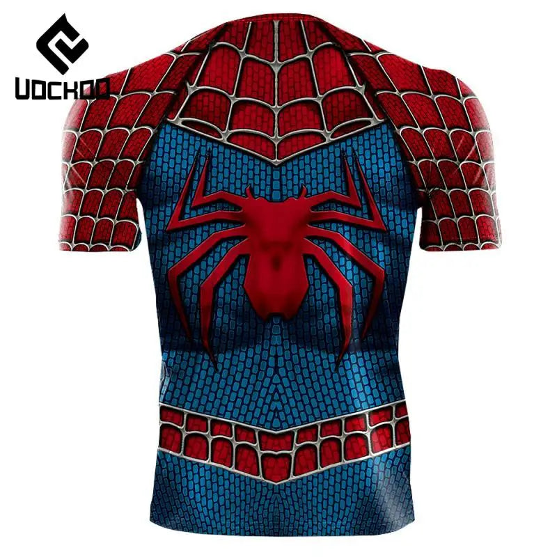 Spider-Inspired Superhero Compression Shirt for Men – Red Blue Long Sleeve Cosplay Workout Performance Top