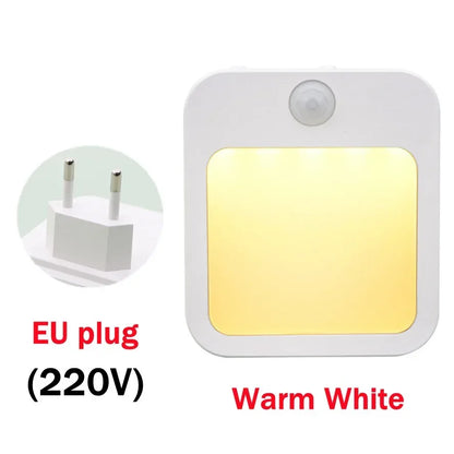 Motion Sensor LED Night Light – Dimmable EU Plug-In Cabinet & Bedside Lamp for Bedroom, Baby Room, Hallway & Bathroom