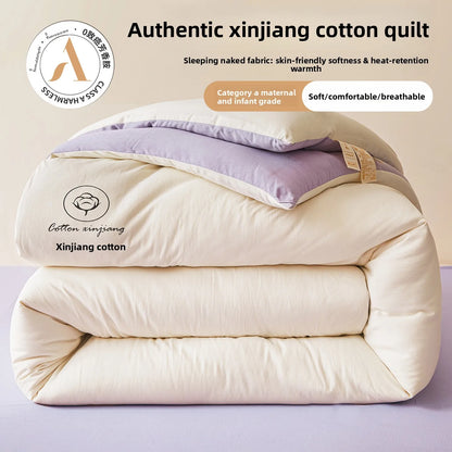 100% Cotton Filled Comforter – Soft Lightweight Warm Winter Quilt for Autumn & Cold Weather Bedding