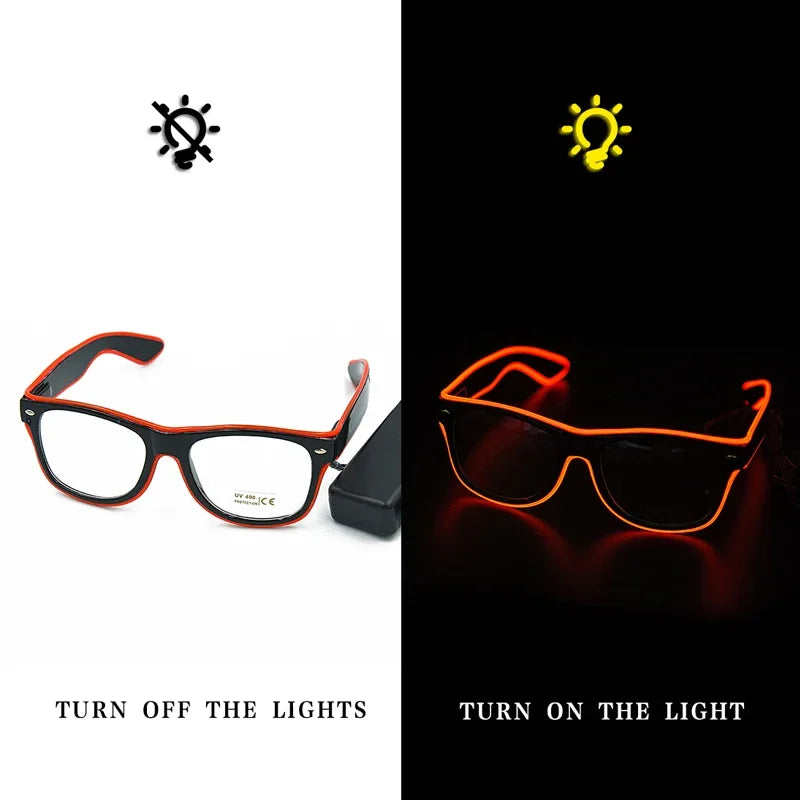LED EL Wire Light-Up Glasses – Flashing Neon Party Sunglasses for Festivals, Raves & Cosplay