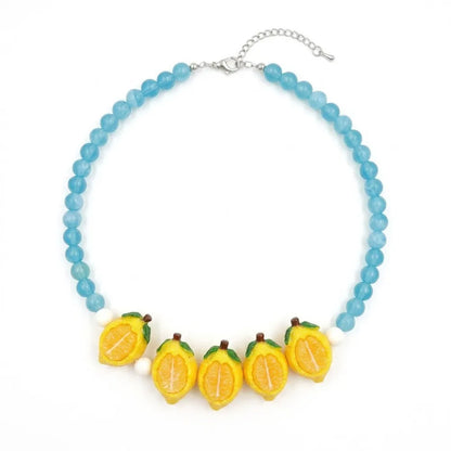 Colorful 3D Fruit Beaded Necklace – Multicolor Exaggerated Chain with Pomegranate, Strawberry & Tomato Designs, Statement Fashion Jewelry