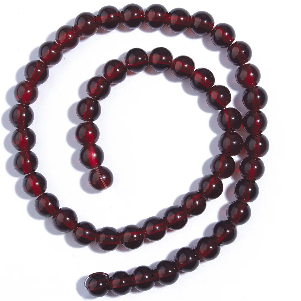 1 brin de perles de verre unies 6/8mm – Perles rondes intercalaires lâches pour la fabrication de bijoux DIY, bracelets faits main, colliers et accessoires d'artisanat