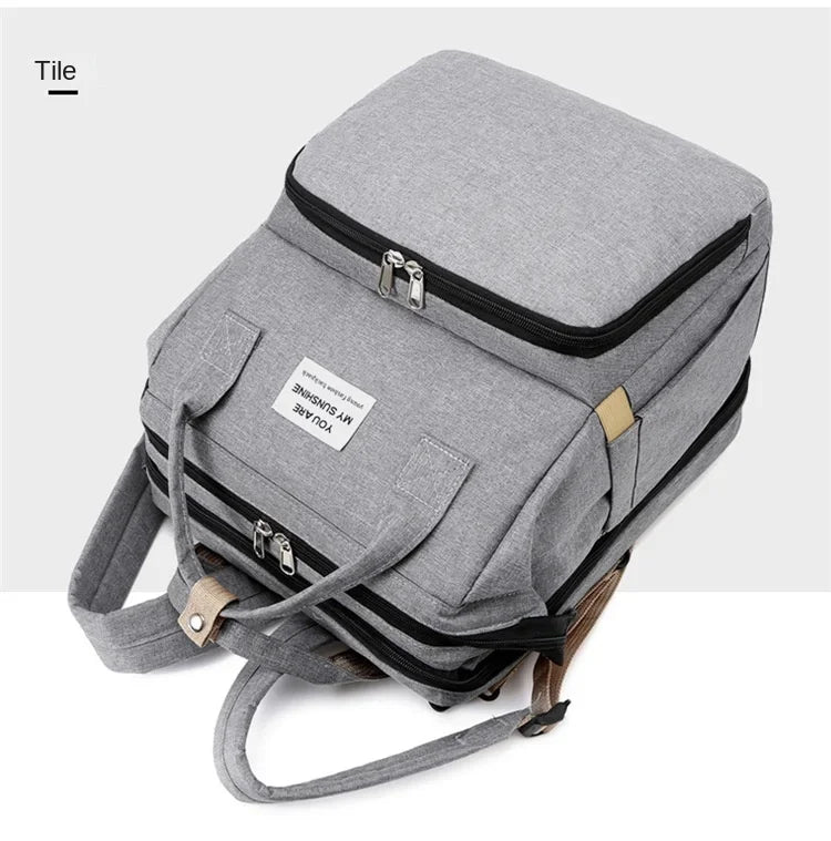 Sac à langer de grande capacité pour bébés avec matelas à langer – Sac à langer de maternité imperméable pour mamans avec rangement pour biberons et lit de bébé