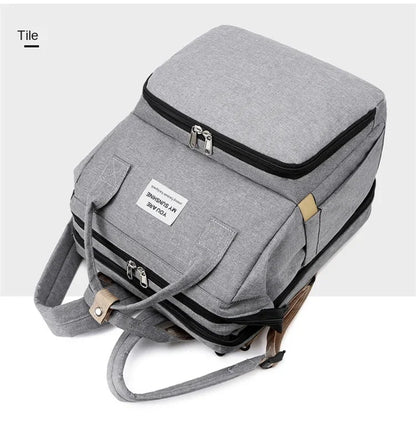 Sac à langer de grande capacité pour bébés avec matelas à langer – Sac à langer de maternité imperméable pour mamans avec rangement pour biberons et lit de bébé