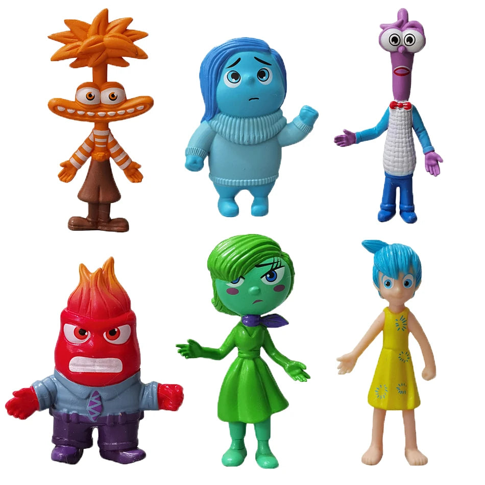6PCS Inside Out Riley Emotional Friends PVC Action Figures – Cartoon Anime Model Figurines for Kids, Toy Collection, Room Decoration & Gifts