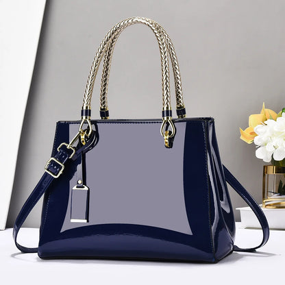 Women's 2025 Light Luxury Lacquer Leather Handbag – Large-Capacity Casual Shoulder & Crossbody Bag with Glossy Finish, Stylish Everyday Purse