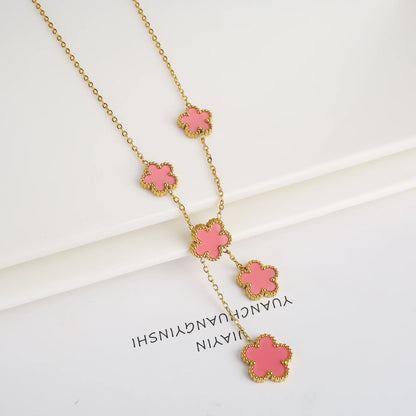 Stainless Steel Five Leaf Flower Clover Bracelet for Women Girls Adjustable Laser Petal Classic Brand Jewelry Gift