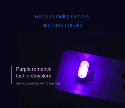 Mini USB LED Luz Ambiental Interior para Coche – Lámpara de Ambiente de Neón Plug & Play y Luz de Emergencia