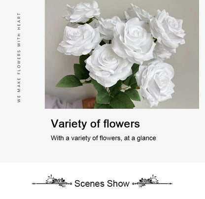 Ramo de rosas de diamantes de 9 cabezas – Rosas artificiales sintéticas con detalles de diamantes brillantes, arreglo floral realista para boda, decoración del hogar, sala de estar y regalo