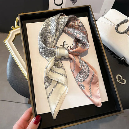 Women's Luxury Satin Silk Feel Square Scarf Printed Hair Scarf Neckerchief Bandana Hijab Wrap