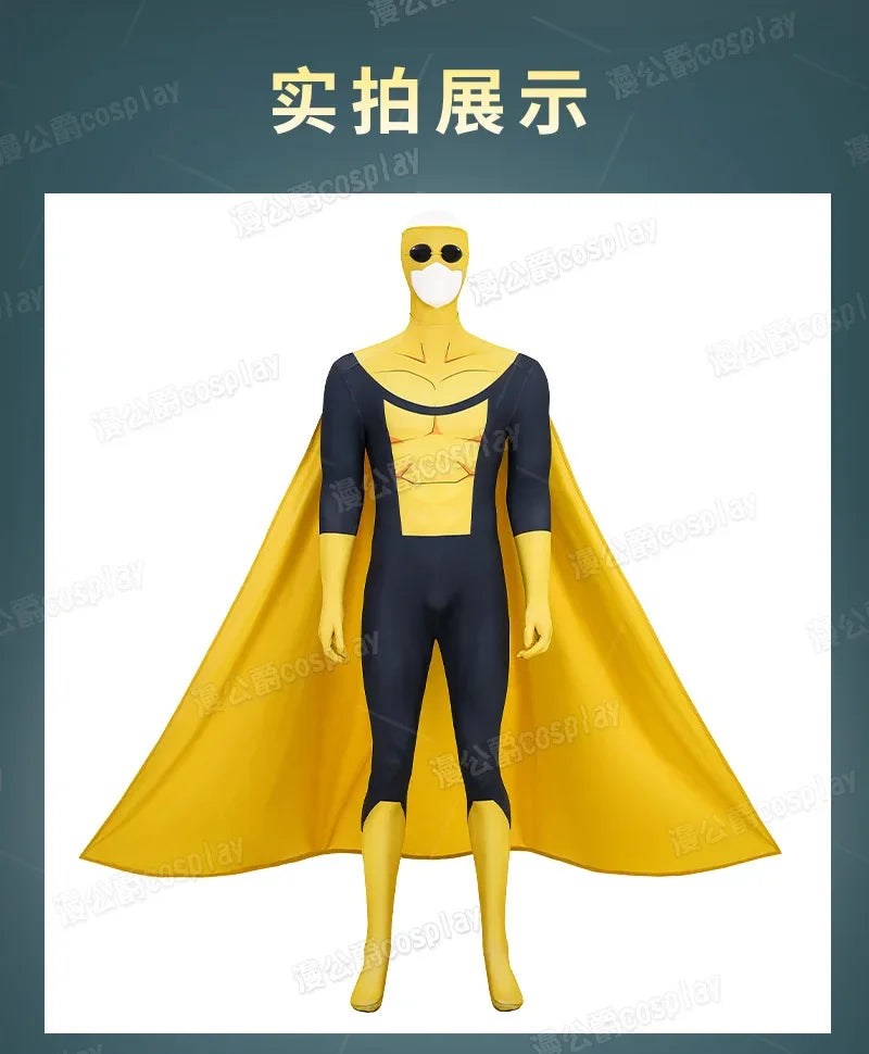 Invincible Inspired Sinister Mark Cosplay Costume – Men’s Yellow Uniform Disguise Outfit for Anime Halloween, Carnival & Party Roleplay