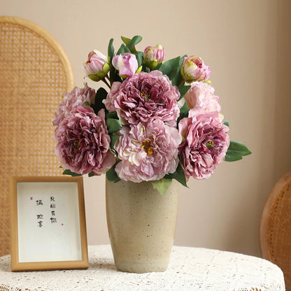 Grande Pivoine Artificielle en Soie – Bouquet de Fausses Pivoines de Haute Qualité avec Tige, Fleur Artificielle Style Européen pour Décoration de Mariage, Décoration Intérieure et Arrangements Floraux DIY