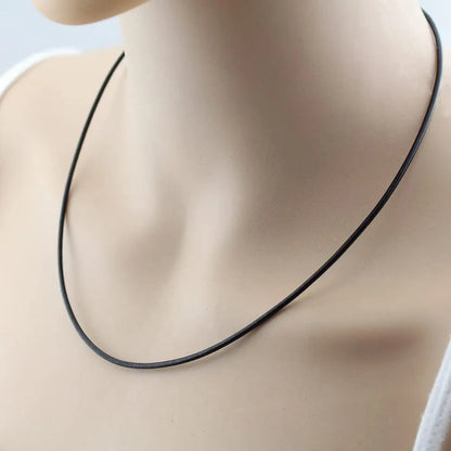 Cordón de collar de cuero trenzado negro genuino con broche de acero inoxidable - Cadena de colgante DIY para hacer joyas para hombres y mujeres