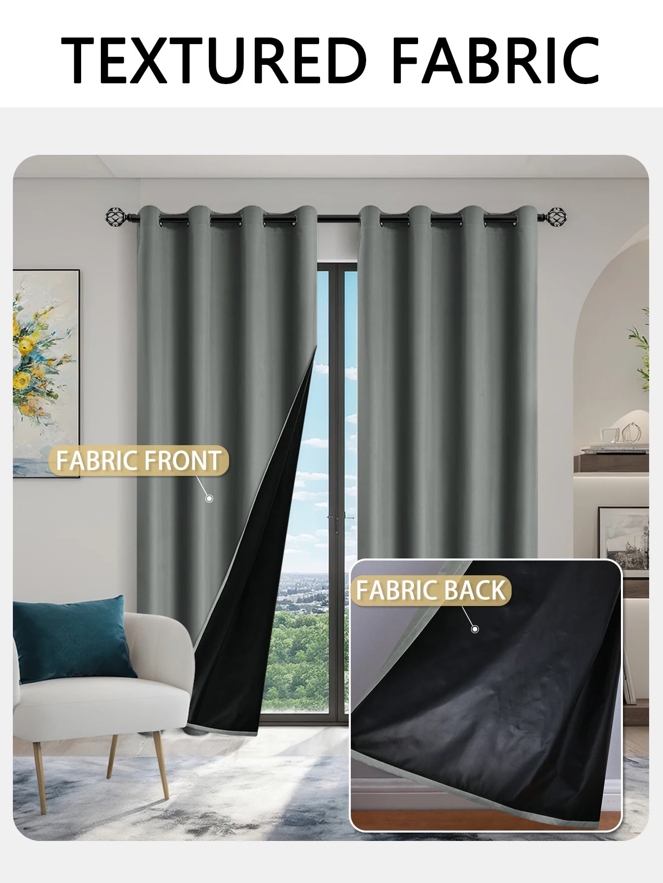 100% Blackout Grommet Curtain Panel – Total Privacy Window Drapes for Bedroom & Living Room