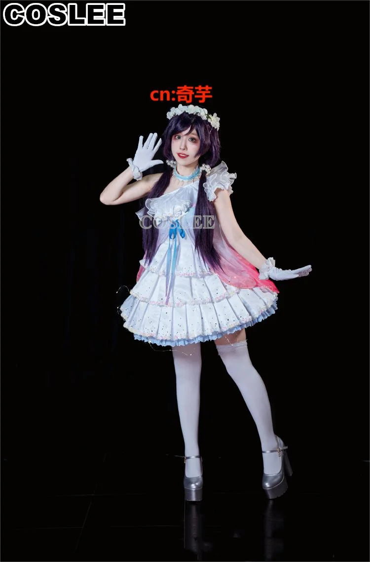 COSLEE LoveLive Aqours “The Dreaming Gate” Cosplay Costume – All Members Blue Singing Dress (Nozomi, Nico, Hanayo, Maki)