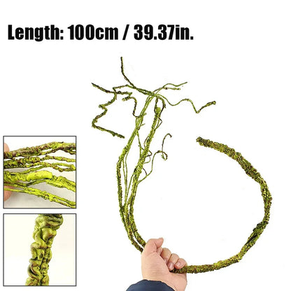 Bendable Reptile Jungle Vines – Flexible Foam Rattan Fake Branches for Lizard & Chameleon Terrariums, Rainforest Habitat Landscaping Decor