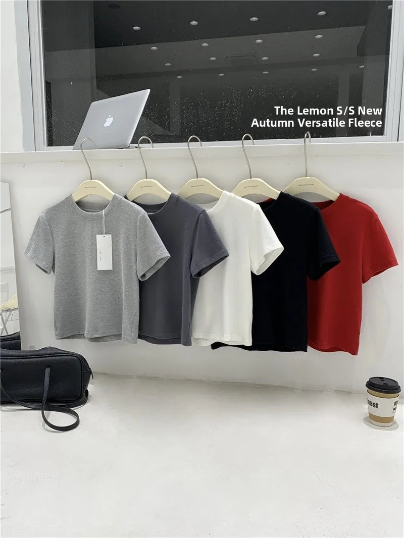 Women's Loose Short-Sleeve T-Shirt – Korean-Style Round-Neck Basic Base Layer Top, Polyester-Cotton Casual Inner Wear for Summer & Commuting