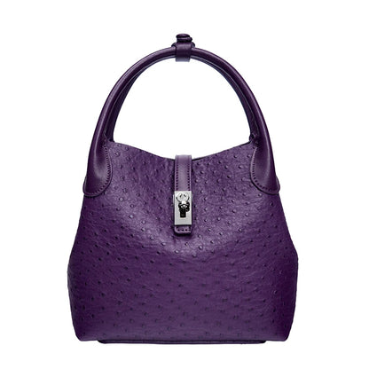 2026 Women's Ostrich-Texture PU Leather Bucket Bag Set – 2PCS Adjustable Strap Crossbody & Shoulder Handbags, Stylish Everyday Purse
