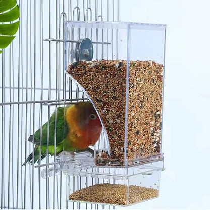 Parrot Bird Feeder – 1PC Transparent Anti-Spill Food Box, Durable Clear Feeding Device for Parrots & Small Birds