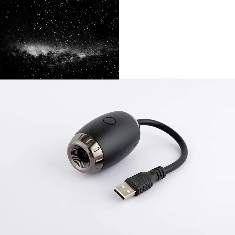 Lámpara proyector USB LED de cielo estrellado y galaxia – Luz nocturna de Saturno para coche, habitación y decoración de techo